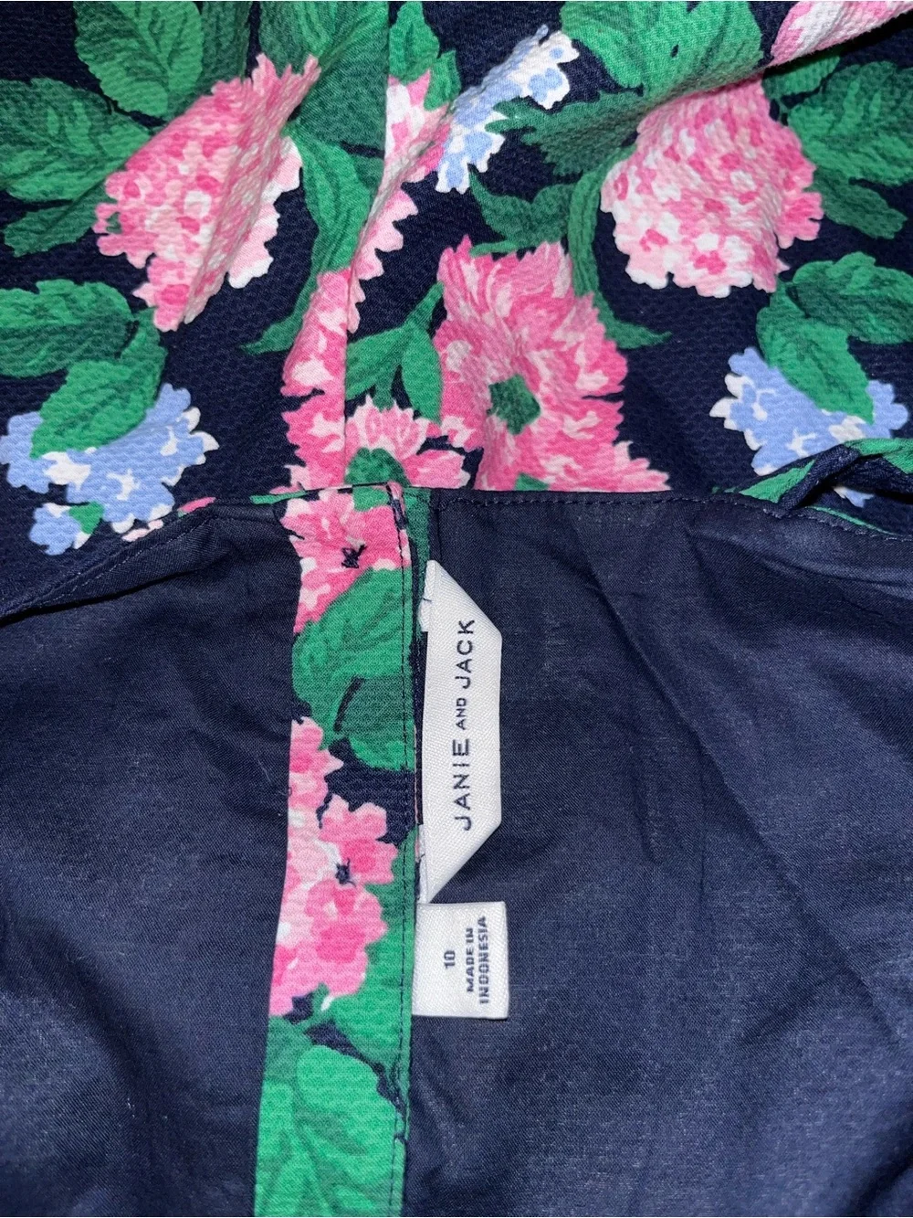 Janie and Jack Navy Floral Girls' Romper with Pink Flowers